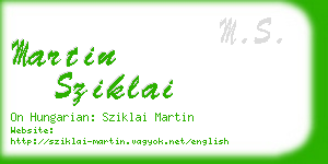 martin sziklai business card